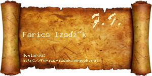 Farics Izsák névjegykártya